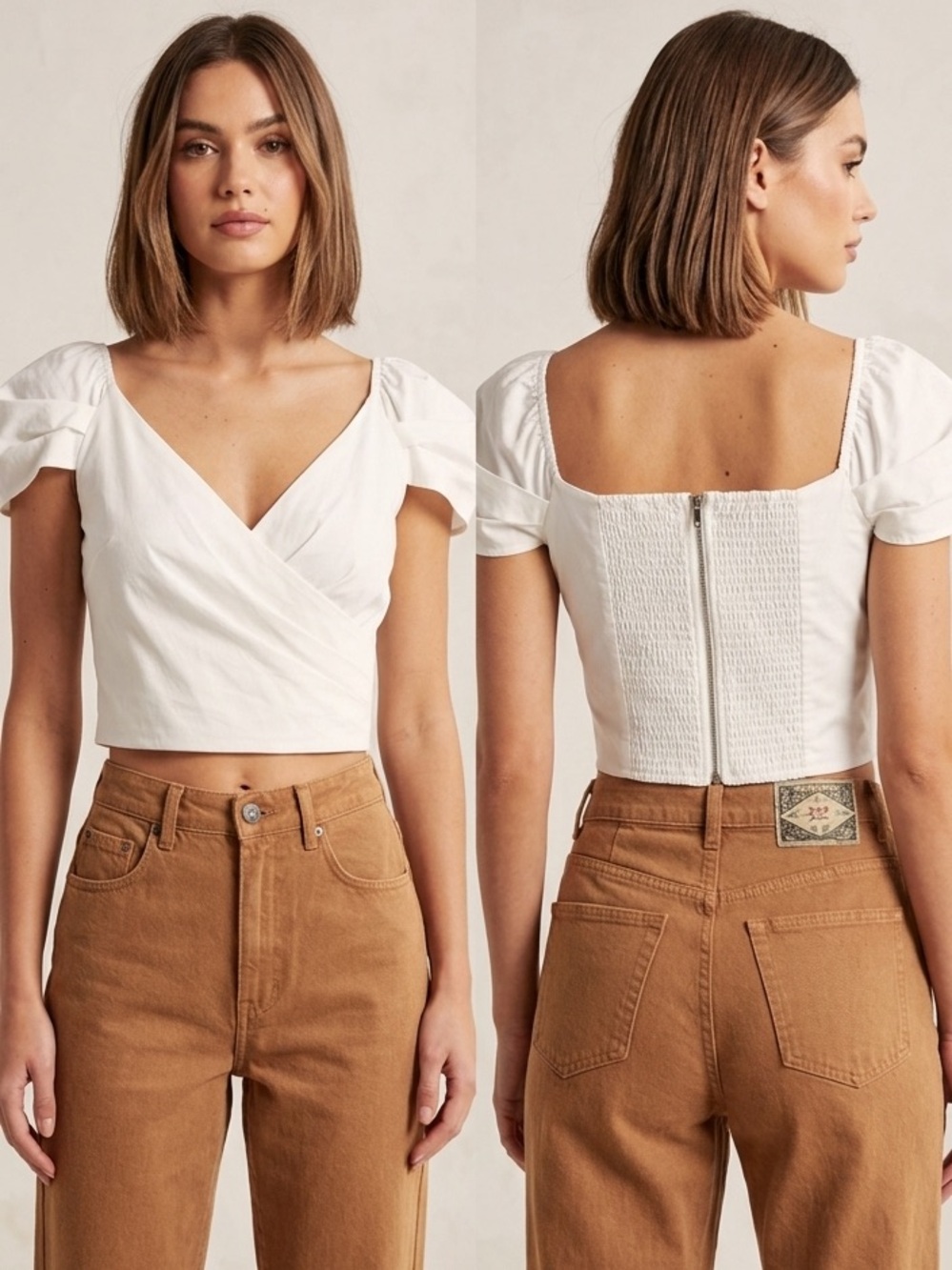 Express x Rocky Barnes White Corset Crop Top Women’s Size Large Boho Y2K